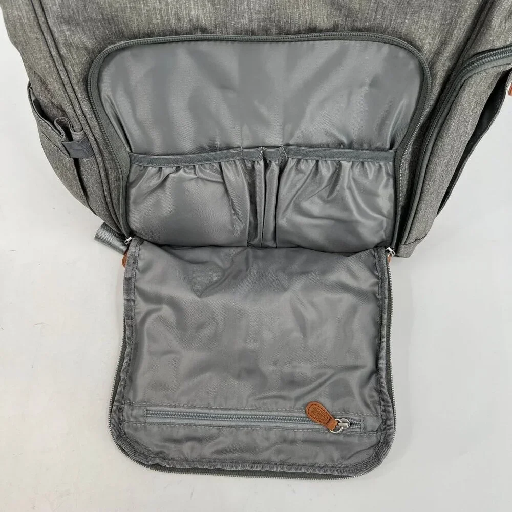 Gray 2-in-1 Diaper Bag Backpack | Adjustable Straps & Zip Closure